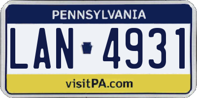 PA license plate LAN4931