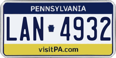 PA license plate LAN4932