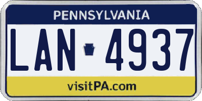 PA license plate LAN4937