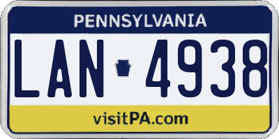 PA license plate LAN4938