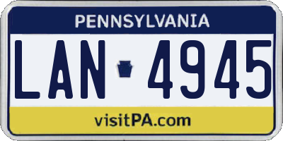 PA license plate LAN4945