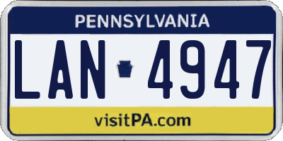 PA license plate LAN4947