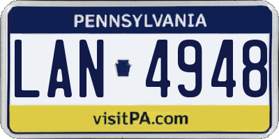 PA license plate LAN4948