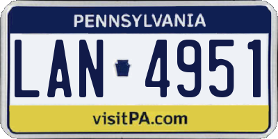 PA license plate LAN4951