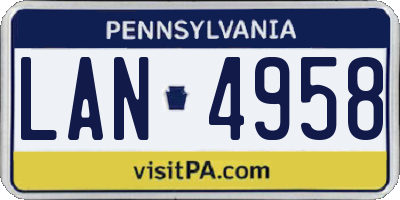 PA license plate LAN4958