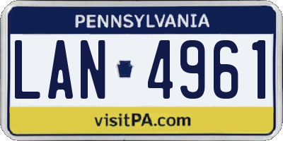 PA license plate LAN4961