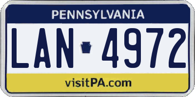 PA license plate LAN4972