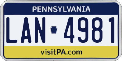 PA license plate LAN4981