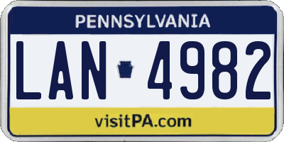 PA license plate LAN4982