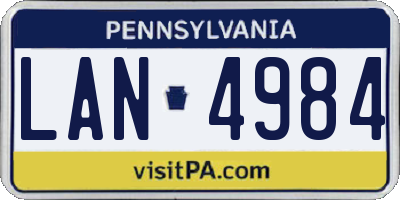 PA license plate LAN4984