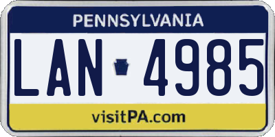 PA license plate LAN4985