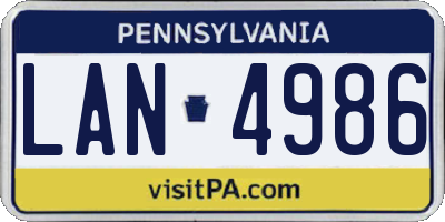 PA license plate LAN4986