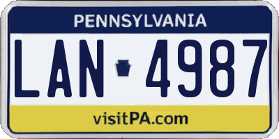 PA license plate LAN4987