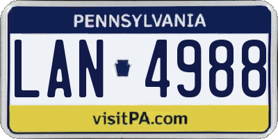 PA license plate LAN4988