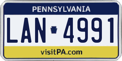 PA license plate LAN4991