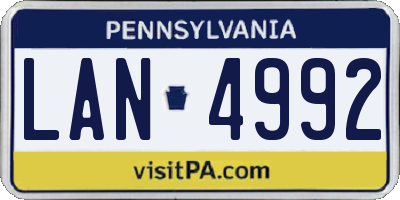 PA license plate LAN4992