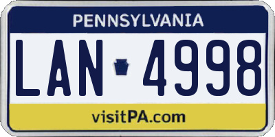 PA license plate LAN4998