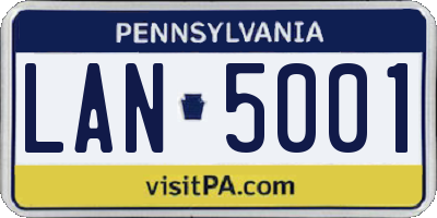 PA license plate LAN5001