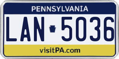 PA license plate LAN5036