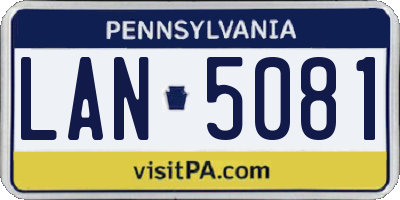 PA license plate LAN5081