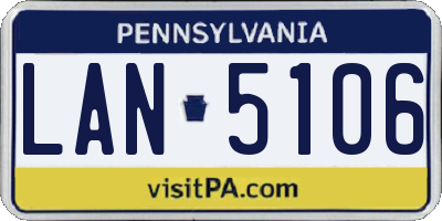 PA license plate LAN5106
