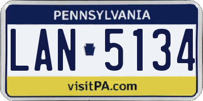 PA license plate LAN5134
