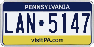 PA license plate LAN5147