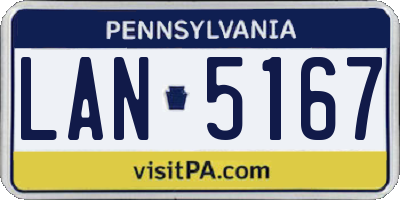 PA license plate LAN5167