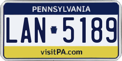 PA license plate LAN5189