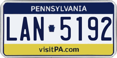 PA license plate LAN5192