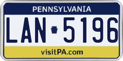 PA license plate LAN5196