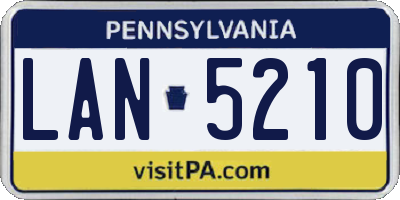 PA license plate LAN5210