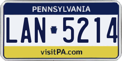 PA license plate LAN5214