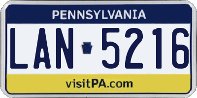 PA license plate LAN5216
