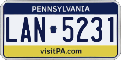 PA license plate LAN5231