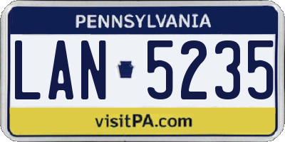 PA license plate LAN5235