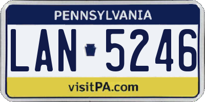 PA license plate LAN5246