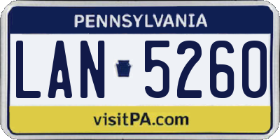 PA license plate LAN5260