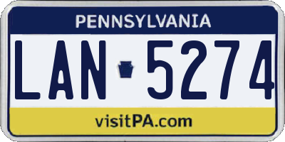 PA license plate LAN5274