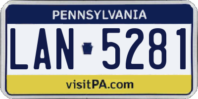 PA license plate LAN5281