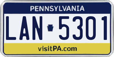 PA license plate LAN5301