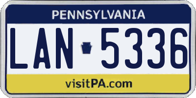 PA license plate LAN5336