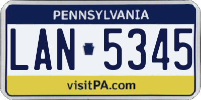 PA license plate LAN5345