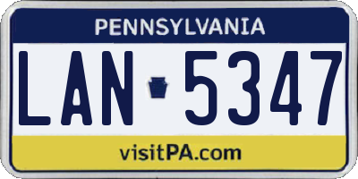PA license plate LAN5347