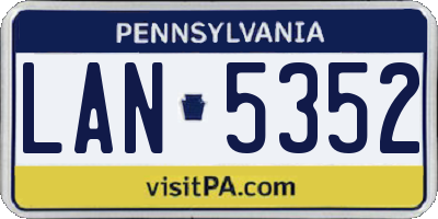 PA license plate LAN5352