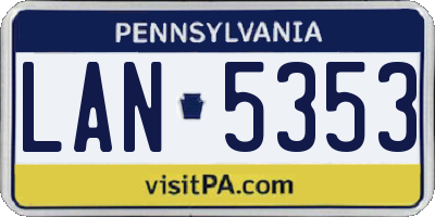 PA license plate LAN5353