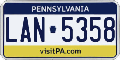PA license plate LAN5358