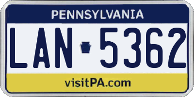 PA license plate LAN5362