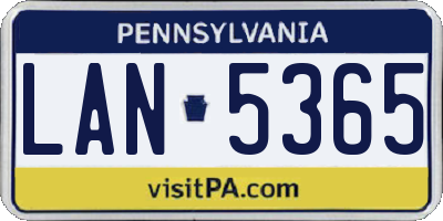 PA license plate LAN5365