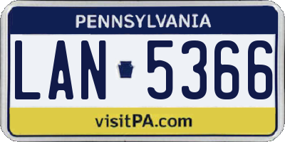 PA license plate LAN5366